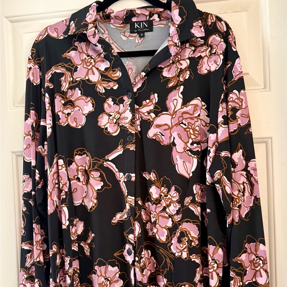 Floral Black and Pink Women's Top